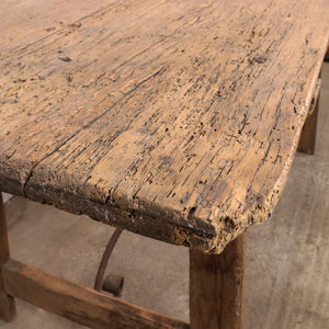 Tavolo in legno con struttura in ferro, Italia 1900